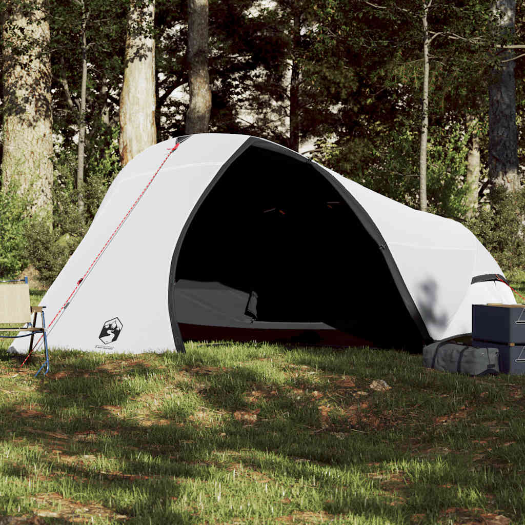 vidaXL Camping Tent Dome 4-Person White Blackout Fabric Waterproof - 43877