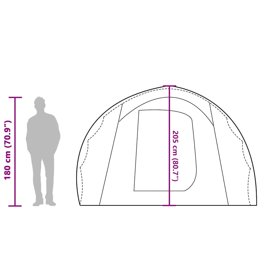 vidaXL Family Tent Tunnel 8-Person Green Waterproof - 43895