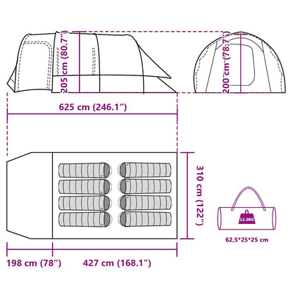 vidaXL Family Tent Tunnel 8-Person Blue Waterproof - 43896