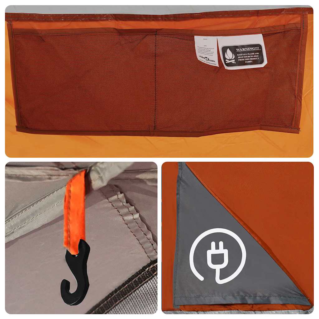vidaXL Family Tent Tipi 8-Person Grey and Orange Waterproof - 43905