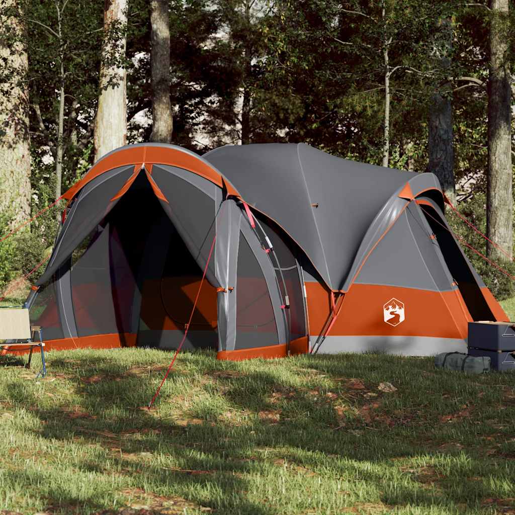 vidaXL Family Tent Tipi 8-Person Grey and Orange Waterproof - 43905