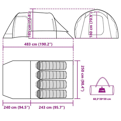 vidaXL Camping Tent Tunnel 4-Person Blue Waterproof - 43907