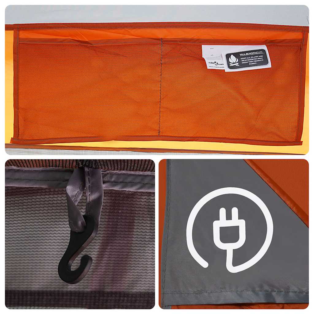 vidaXL Family Tent Cabin 6-Person Grey Waterproof