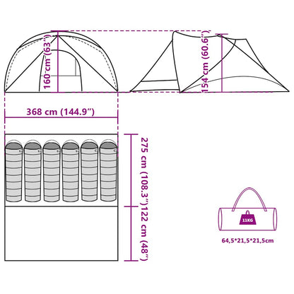 vidaXL Family Tent Cabin 6-Person Grey Waterproof