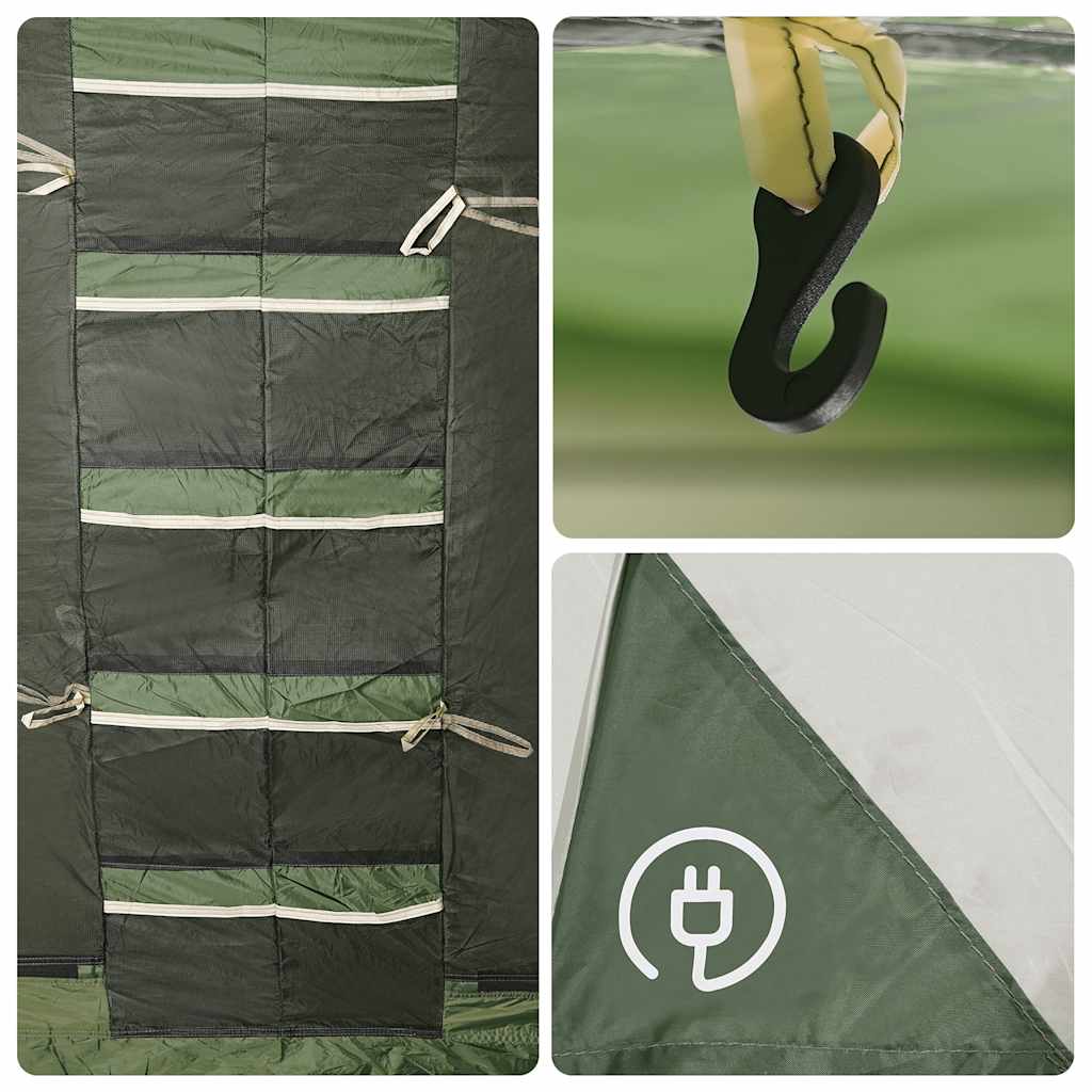 vidaXL Family Tent Tunnel 8-Person Green Waterproof - 43938