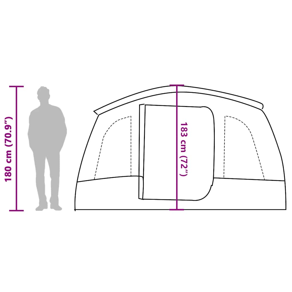 vidaXL Family Tent Tunnel 8-Person Grey Waterproof - 43950