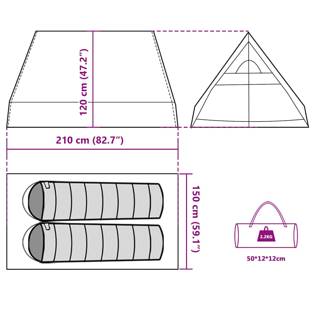 vidaXL Camping Tent A-Frame 2-Person Blue Waterproof