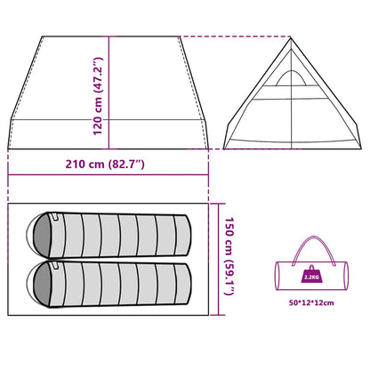 vidaXL Camping Tent A-Frame 2-Person Blue Waterproof
