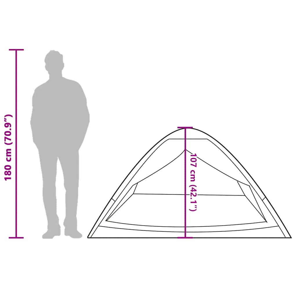 vidaXL Camping Tent Dome 2-Person Green Waterproof - 43982