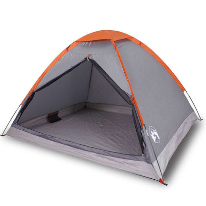 vidaXL Camping Tent Dome 2-Person Grey and Orange Waterproof - 43996