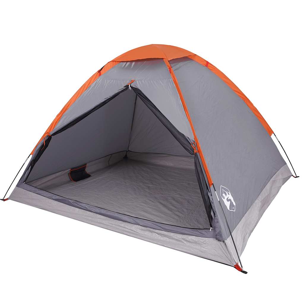 vidaXL Camping Tent Dome 2-Person Grey and Orange Waterproof - 43996