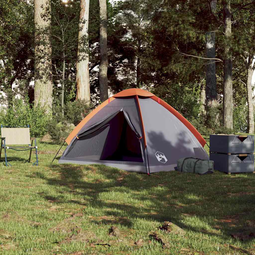 vidaXL Camping Tent Dome 2-Person Grey and Orange Waterproof - 43996