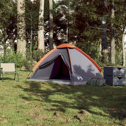 vidaXL Camping Tent Dome 2-Person Grey and Orange Waterproof - 43996