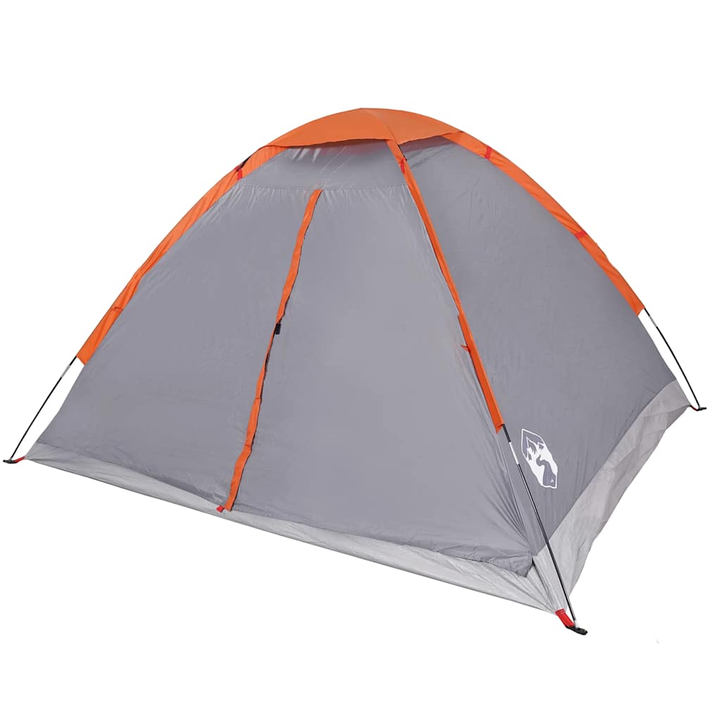 vidaXL Camping Tent Dome 2-Person Grey and Orange Waterproof - 43996