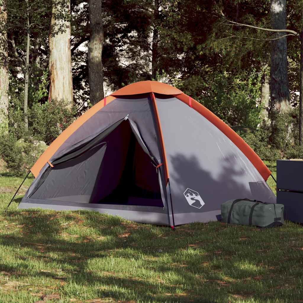vidaXL Camping Tent Dome 2-Person Grey and Orange Waterproof - 43996