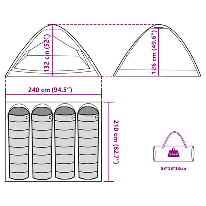 vidaXL Camping Tent Dome 4-Person Green Waterproof - 43997