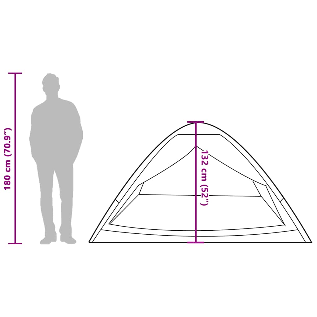 vidaXL Camping Tent Dome 4-Person Green Waterproof - 43997