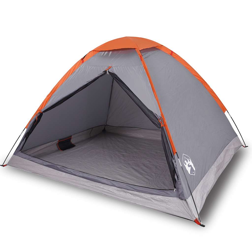 vidaXL Camping Tent Dome 4-Person Grey and Orange Waterproof - 43999
