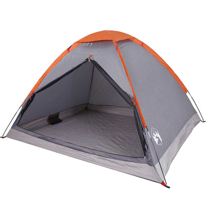 vidaXL Camping Tent Dome 4-Person Grey and Orange Waterproof - 43999