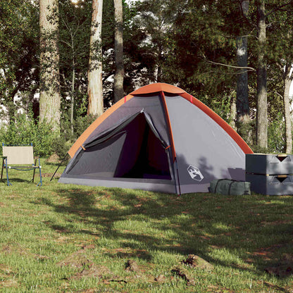 vidaXL Camping Tent Dome 4-Person Grey and Orange Waterproof - 43999