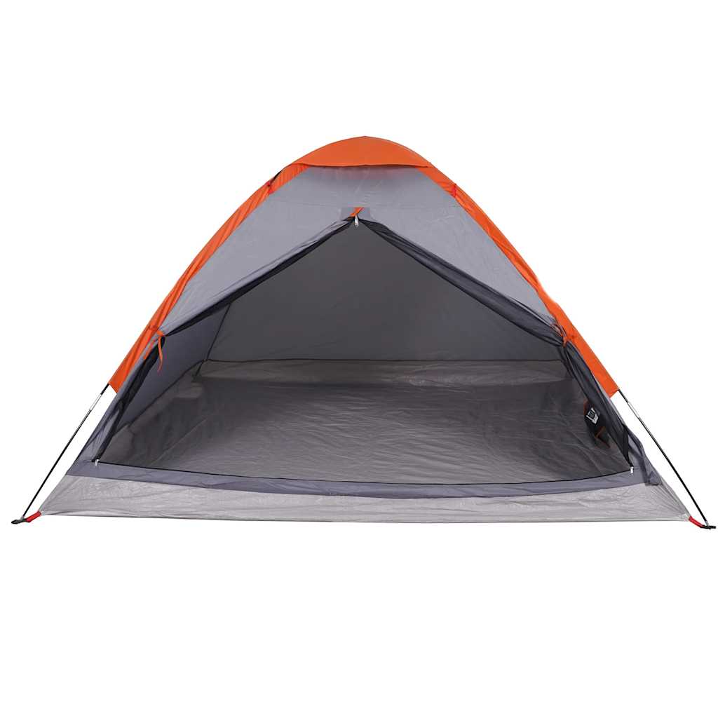 vidaXL Camping Tent Dome 4-Person Grey and Orange Waterproof - 43999