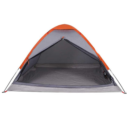 vidaXL Camping Tent Dome 4-Person Grey and Orange Waterproof - 43999