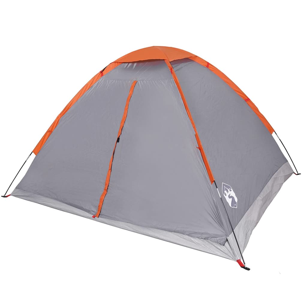 vidaXL Camping Tent Dome 4-Person Grey and Orange Waterproof - 43999