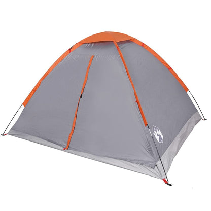 vidaXL Camping Tent Dome 4-Person Grey and Orange Waterproof - 43999