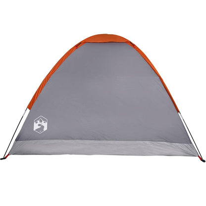 vidaXL Camping Tent Dome 4-Person Grey and Orange Waterproof - 43999