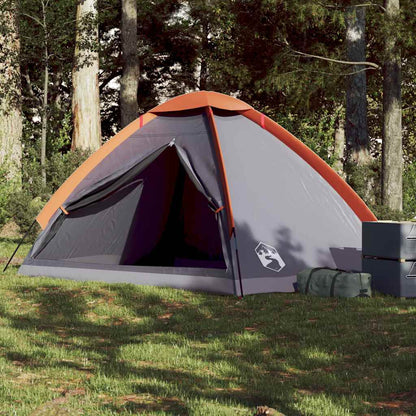 vidaXL Camping Tent Dome 4-Person Grey and Orange Waterproof - 43999