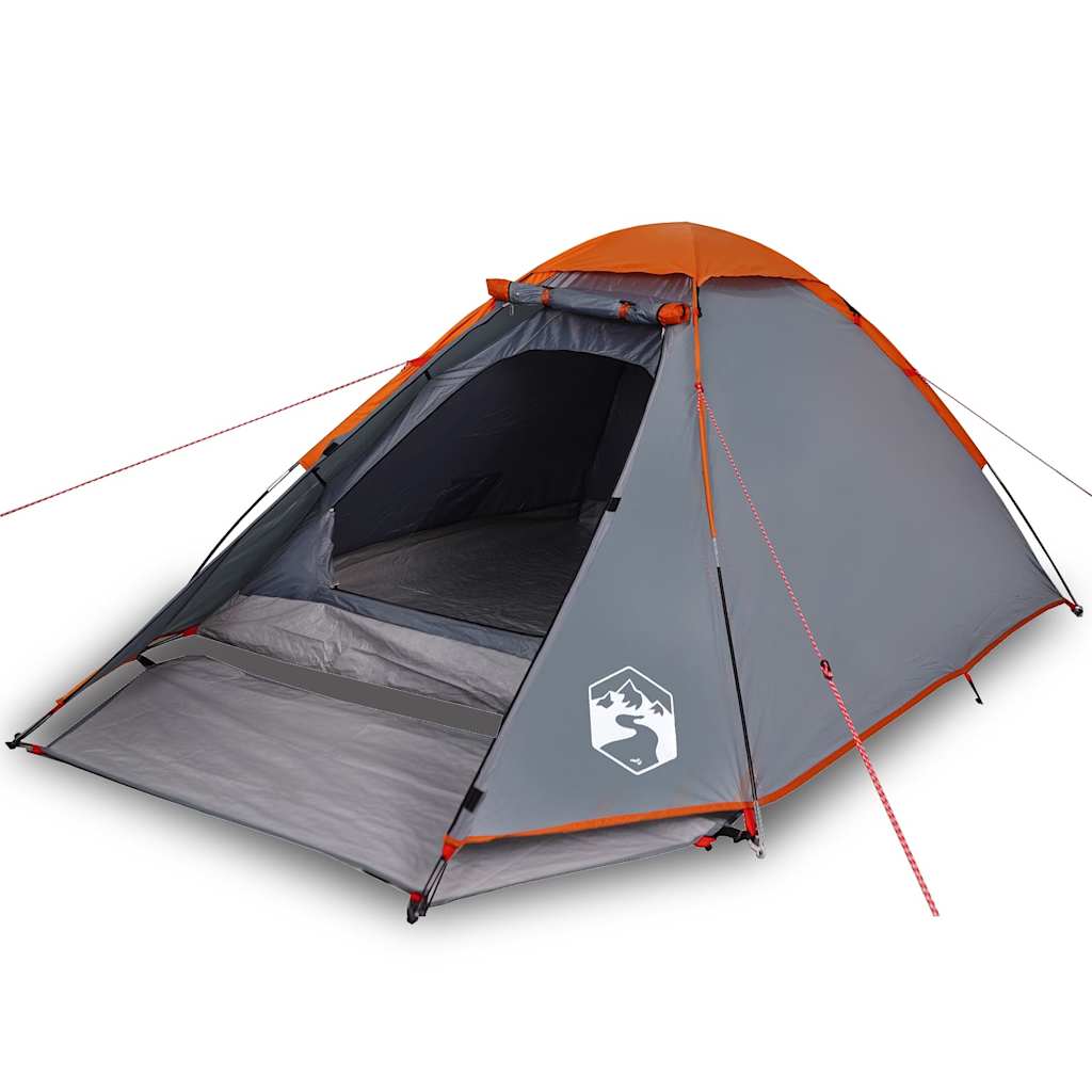 vidaXL Camping Tent Dome 2-Person Grey and Orange Waterproof - 44012