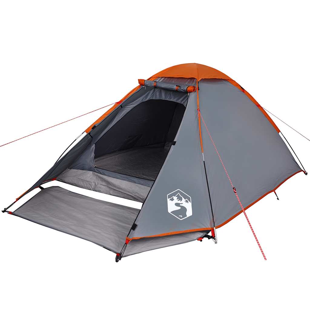 vidaXL Camping Tent Dome 2-Person Grey and Orange Waterproof - 44012