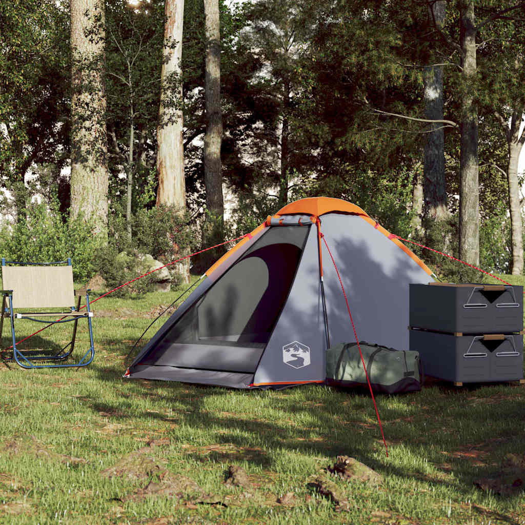 vidaXL Camping Tent Dome 2-Person Grey and Orange Waterproof - 44012