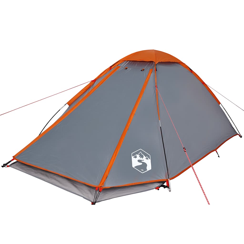 vidaXL Camping Tent Dome 2-Person Grey and Orange Waterproof - 44012