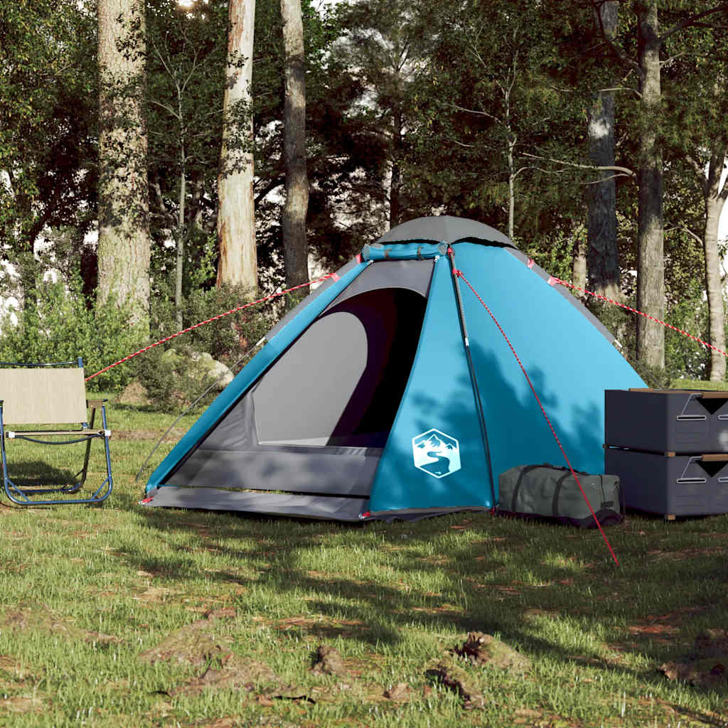 vidaXL Camping Tent Dome 4-Person Blue Waterproof - 44034