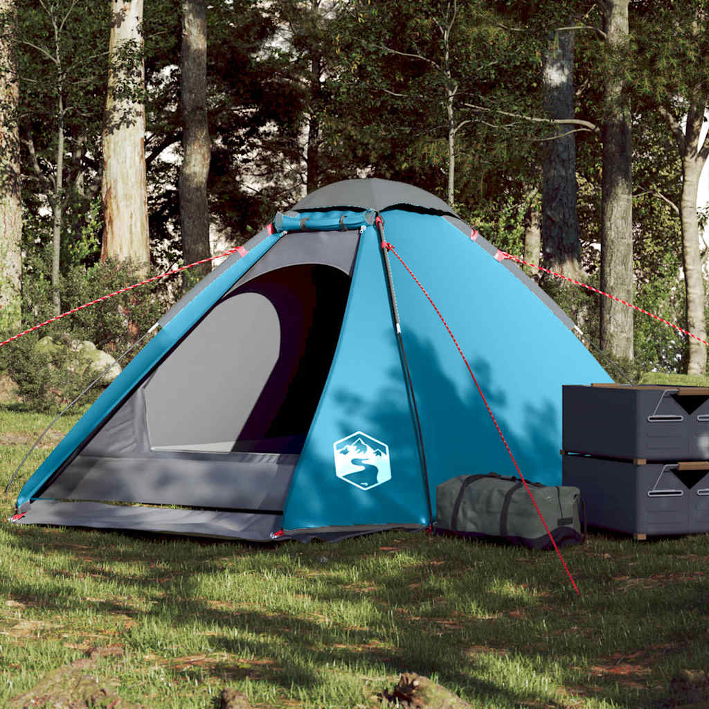 vidaXL Camping Tent Dome 4-Person Blue Waterproof - 44034