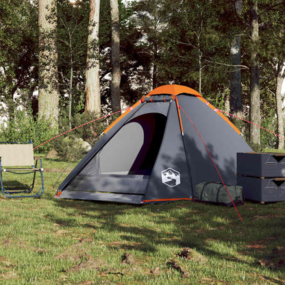 vidaXL Camping Tent Dome 4-Person Grey and Orange Waterproof - 44047