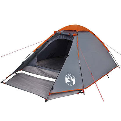 vidaXL Camping Tent Dome 4-Person Grey and Orange Waterproof - 44047
