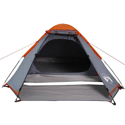 vidaXL Camping Tent Dome 4-Person Grey and Orange Waterproof - 44047