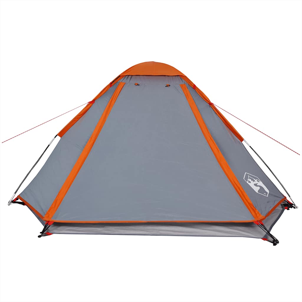 vidaXL Camping Tent Dome 4-Person Grey and Orange Waterproof - 44047