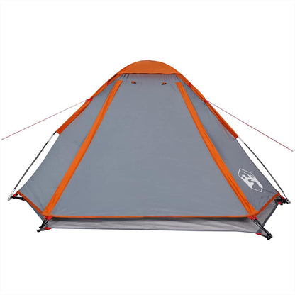 vidaXL Camping Tent Dome 4-Person Grey and Orange Waterproof - 44047