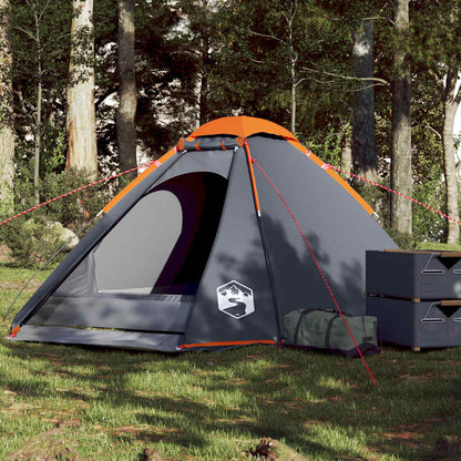 vidaXL Camping Tent Dome 4-Person Grey and Orange Waterproof - 44047