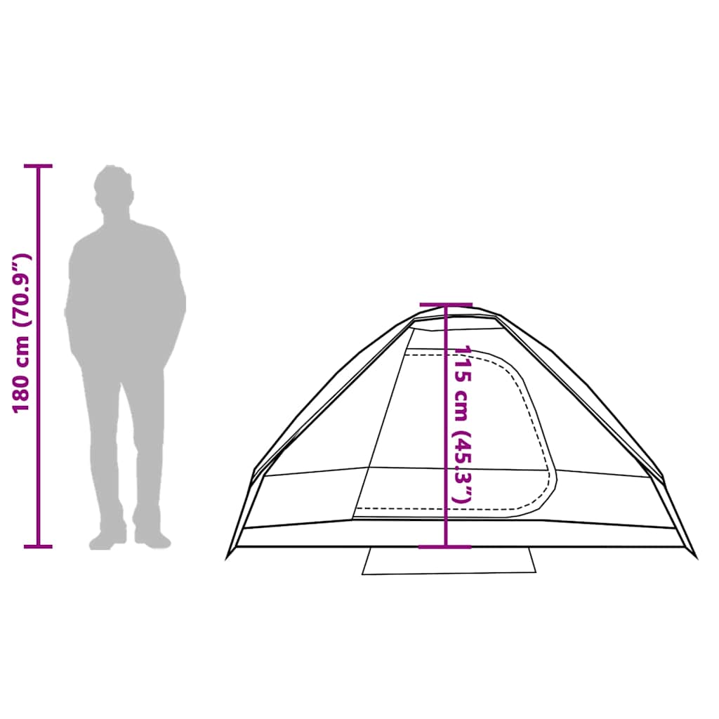 vidaXL Camping Tent Dome 2-Person Grey and Orange Waterproof - 44068