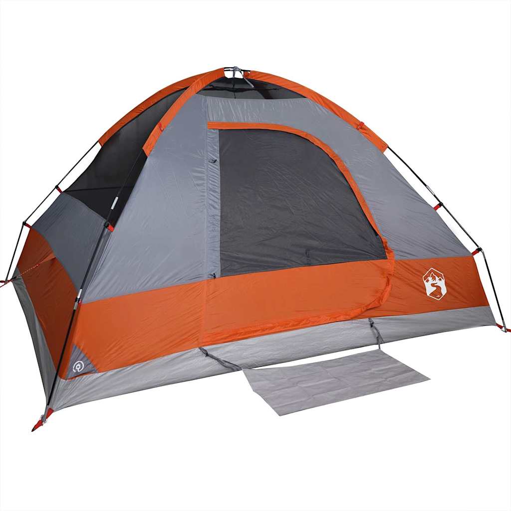 vidaXL Camping Tent Dome 2-Person Grey and Orange Waterproof - 44068