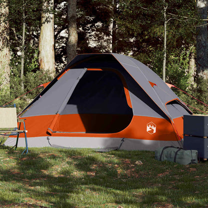 vidaXL Camping Tent Dome 2-Person Grey and Orange Waterproof - 44068