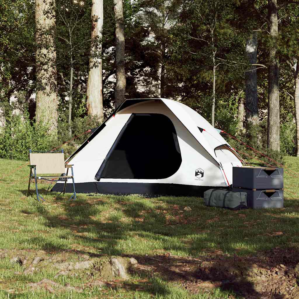 vidaXL Camping Tent Dome 2-Person White Blackout Fabric Waterproof - 44079