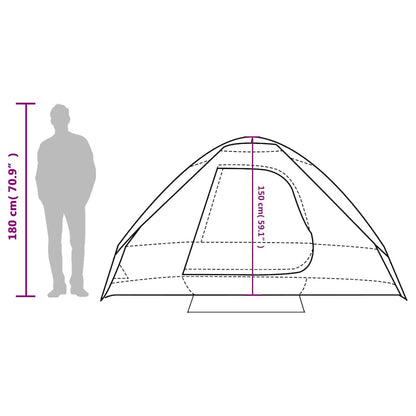 vidaXL Camping Tent Dome 4-Person Green Waterproof - 44080
