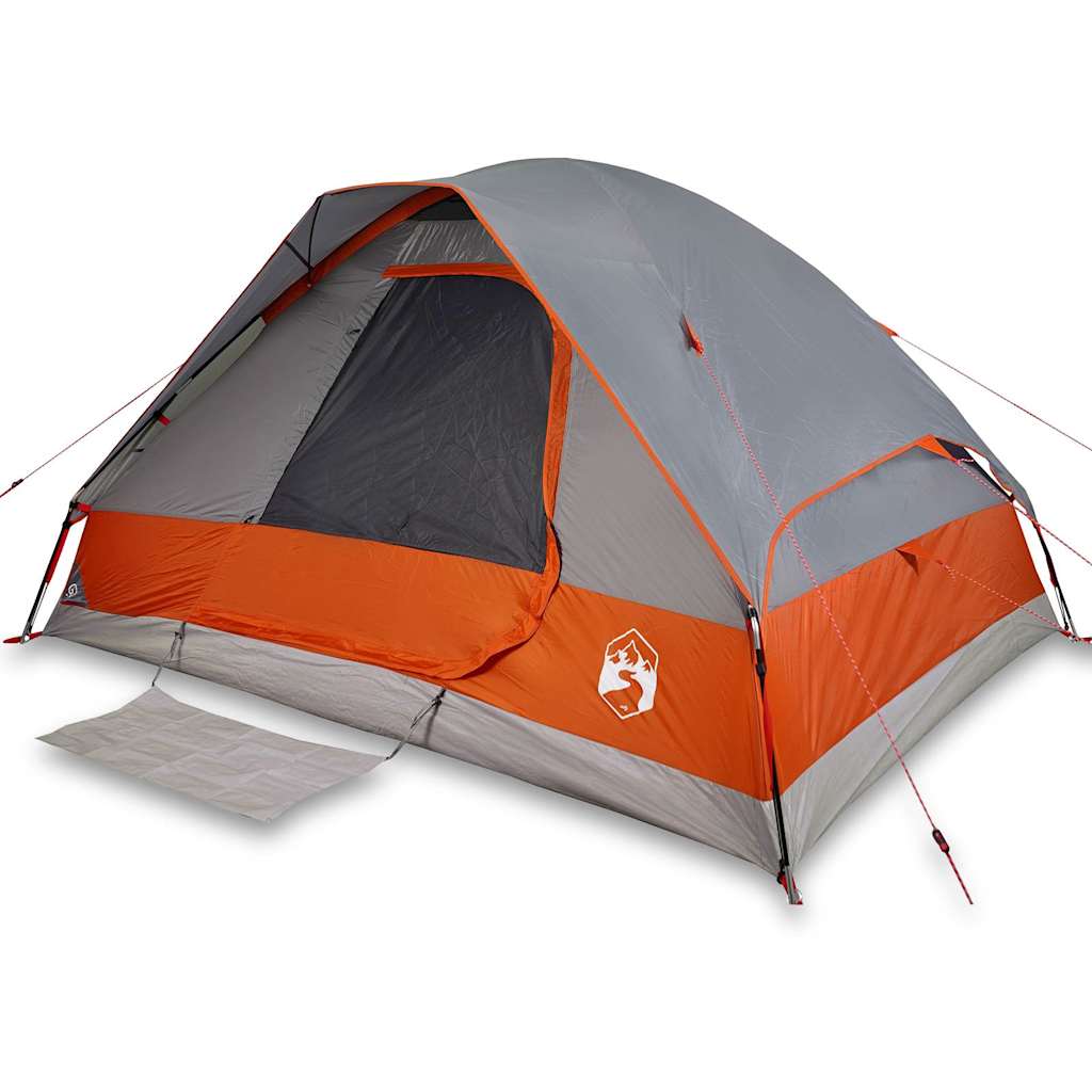 vidaXL Camping Tent Dome 4-Person Grey and Orange Waterproof - 44095