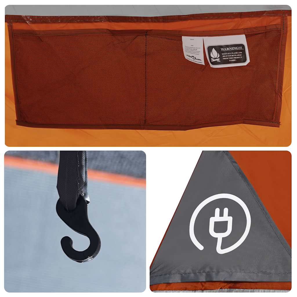 vidaXL Camping Tent Dome 4-Person Grey and Orange Waterproof - 44095