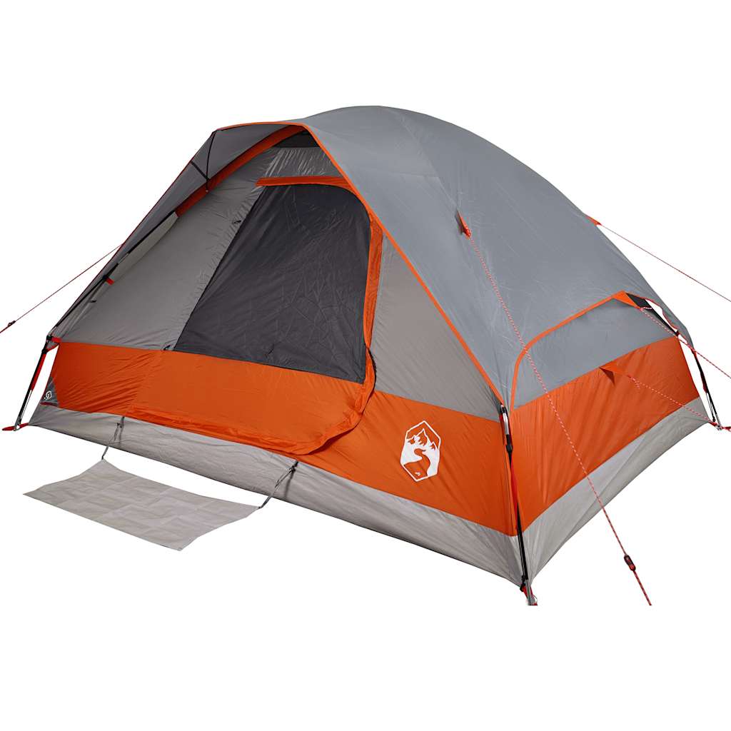 vidaXL Camping Tent Dome 4-Person Grey and Orange Waterproof - 44095